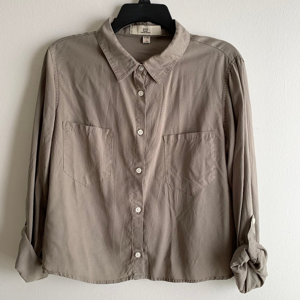 Thread & Supply Brown Collared Button Up Shirt Top
